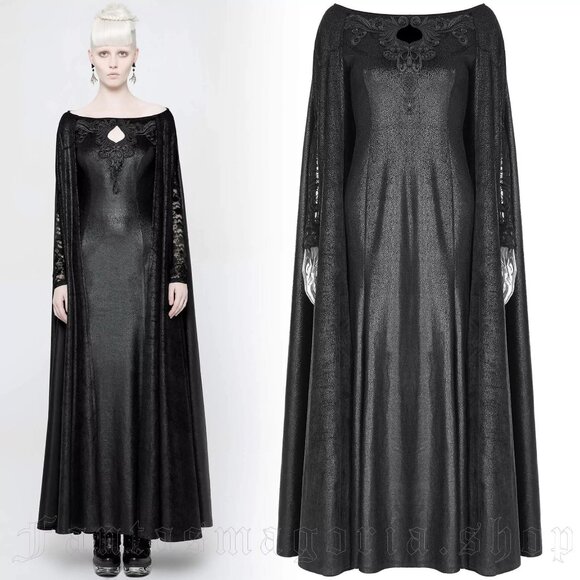 Punk Rave Nightspell Dress Cloak Size XS Small Lace Sleeves Goth Emo Core Black - Picture 1 of 13